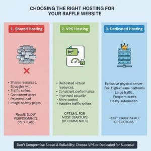 Shared Hosting vs VPS vs Dedicated Hosting for Raffle Websites
