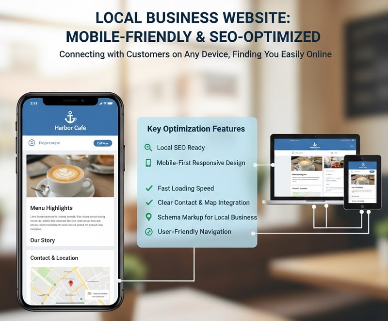 Mobile-first local business website layout