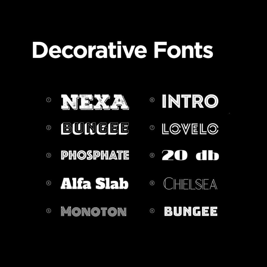 examples of decorative fonts