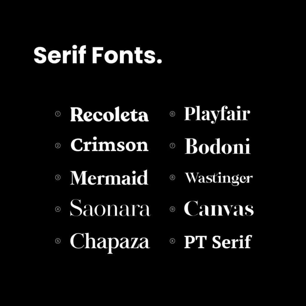 examples of serif fonts