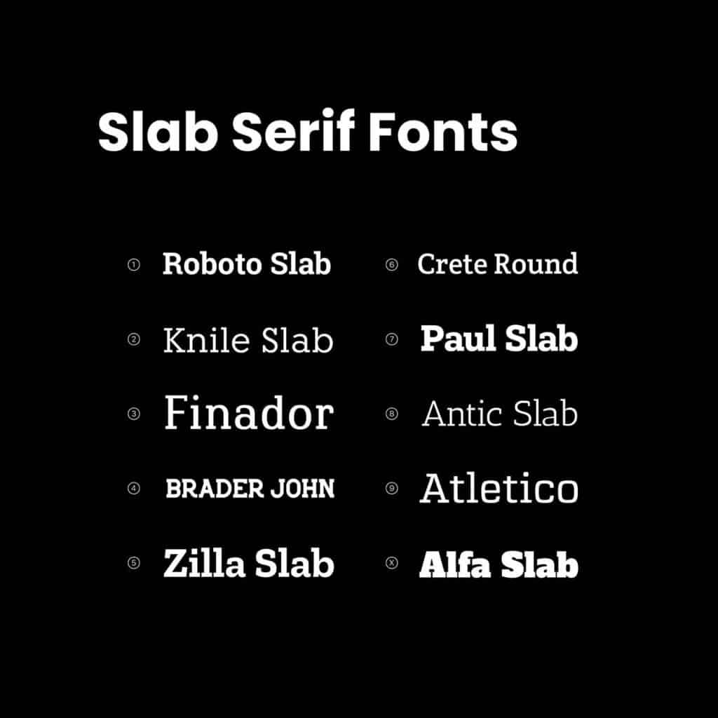 examples of slab serif fonts