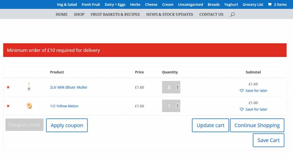 shopping cart improvement for E-Commerce website in Inverclyde