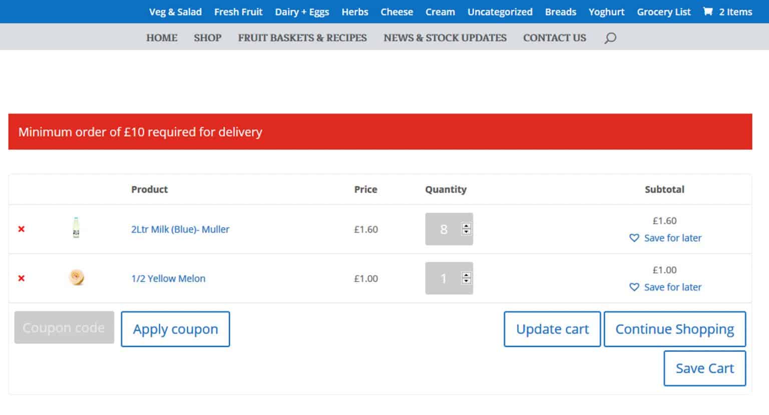 shopping cart improvement for E-Commerce website in Inverclyde