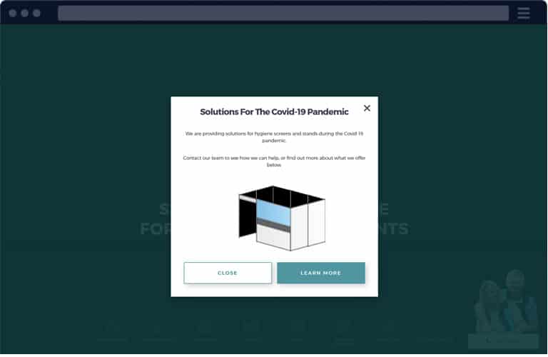 a popup to keep customers engaged with your website during COVID-19