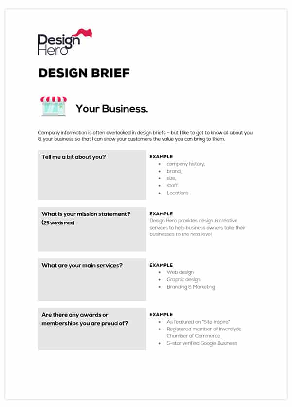 download free web design brief template