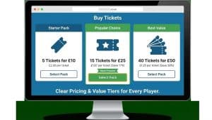 UK raffle website showing clear and transparent ticket bundle pricing options