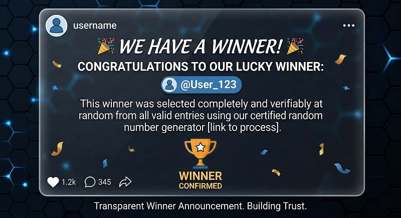 Transparent UK raffle site winner announcement post building social proof and trust
