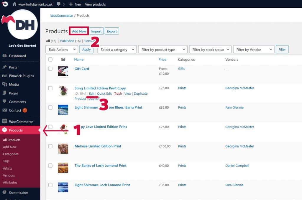 how to edit products in E-Commerce shop
