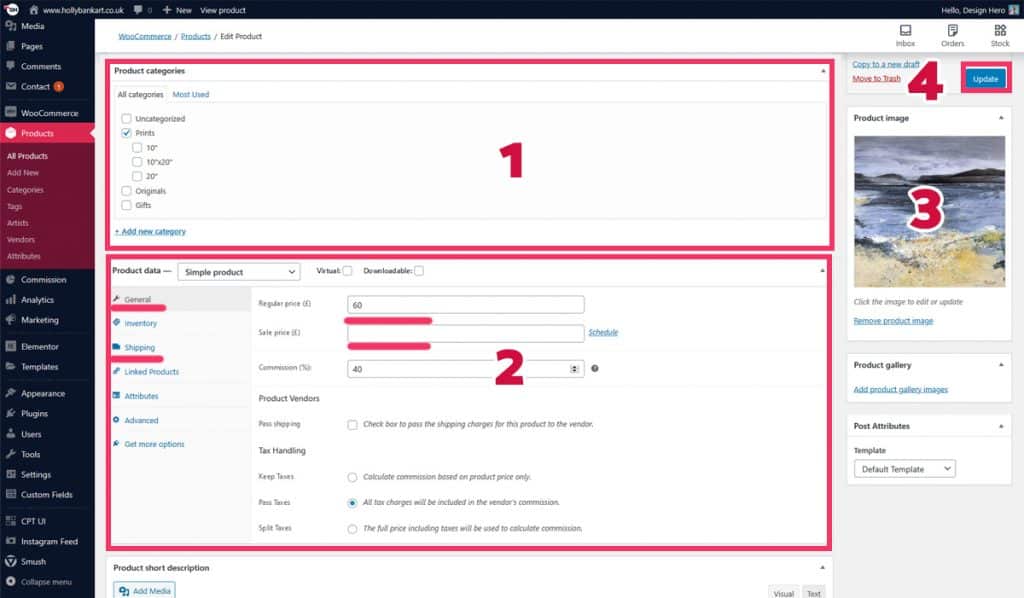 how to edit products in E-Commerce shop