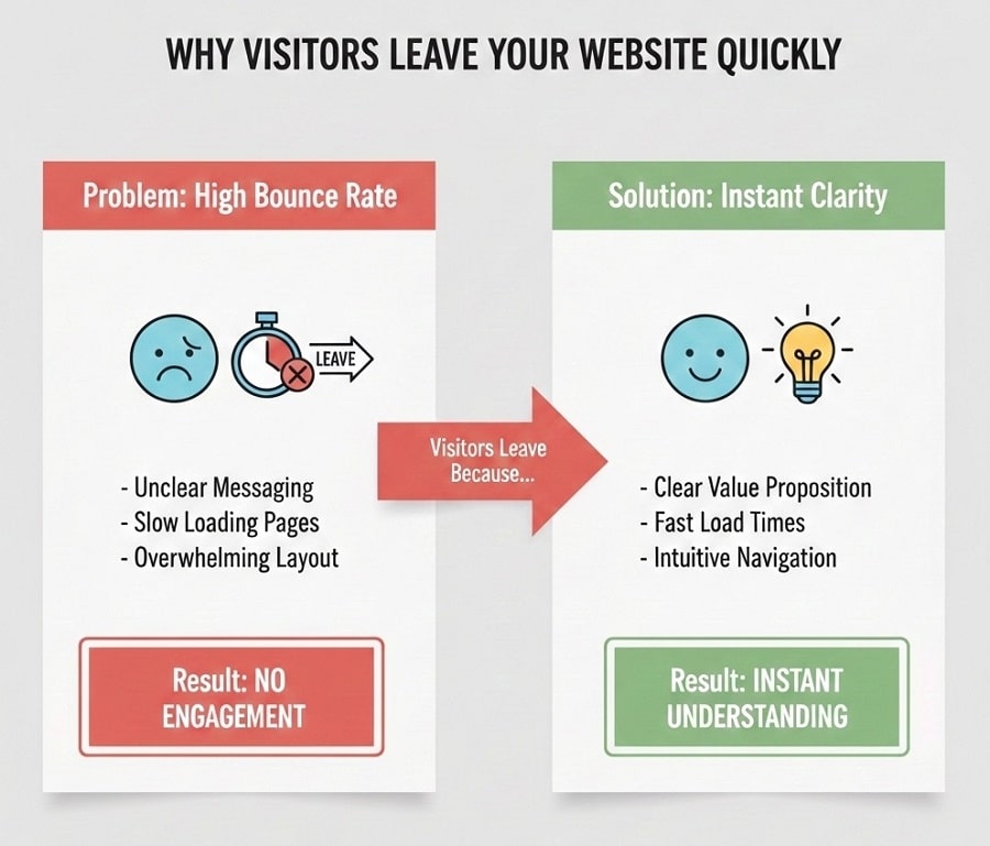 why website visitors leave quickly