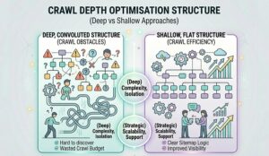 Diagram showing improved crawl depth structure for WordPress SEO