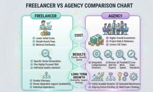 Comparison of freelance WordPress consultant and agency pricing in the UK