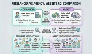Return on investment comparison between freelance and agency-built WordPress websites