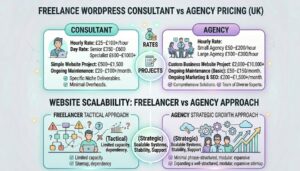 Comparison of scalability between freelance WordPress consultant and agency