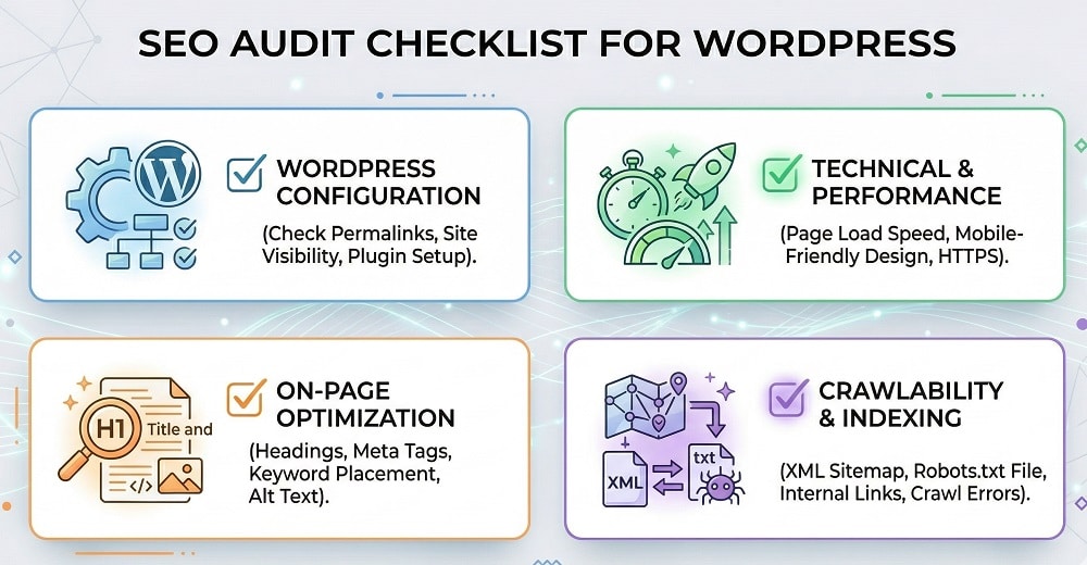 When to Hire A Wordpress Consultant? Real Business Scenarios (Not Just Theory) 2 WordPress SEO audit checklist showing technical and structural improvements