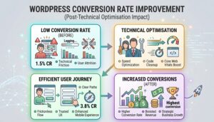 improved conversion rates after technical SEO fixes on WordPress