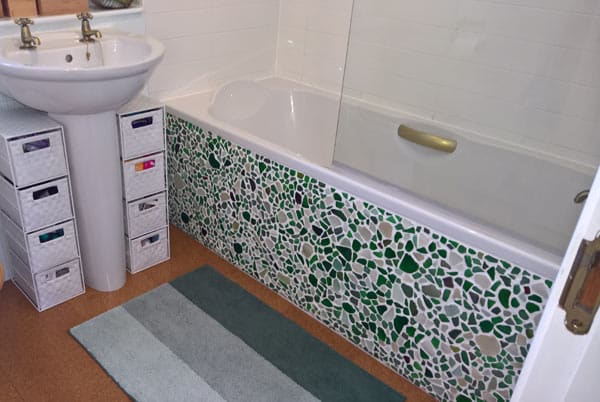 bespoke bath seaglass panel fitting