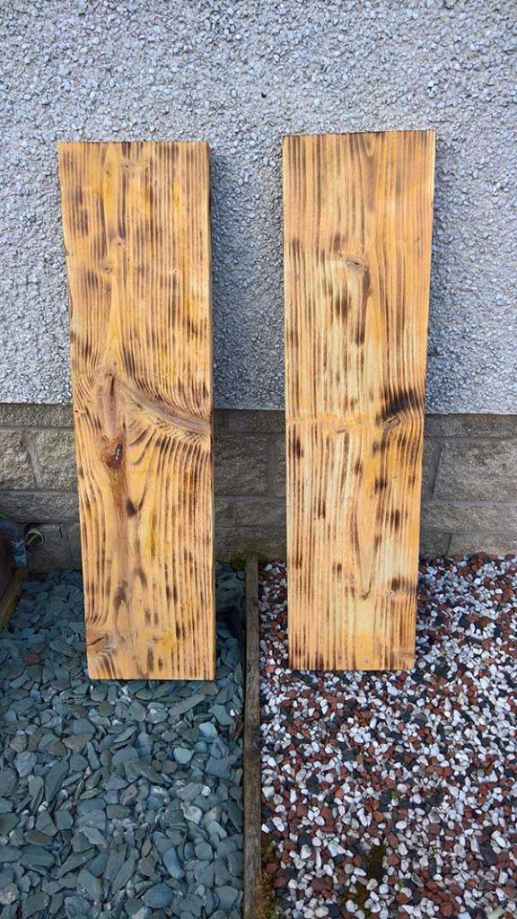 scorched timber garden bench