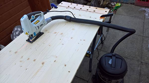 jigsaw cutting of homemade sliding timber screen doors