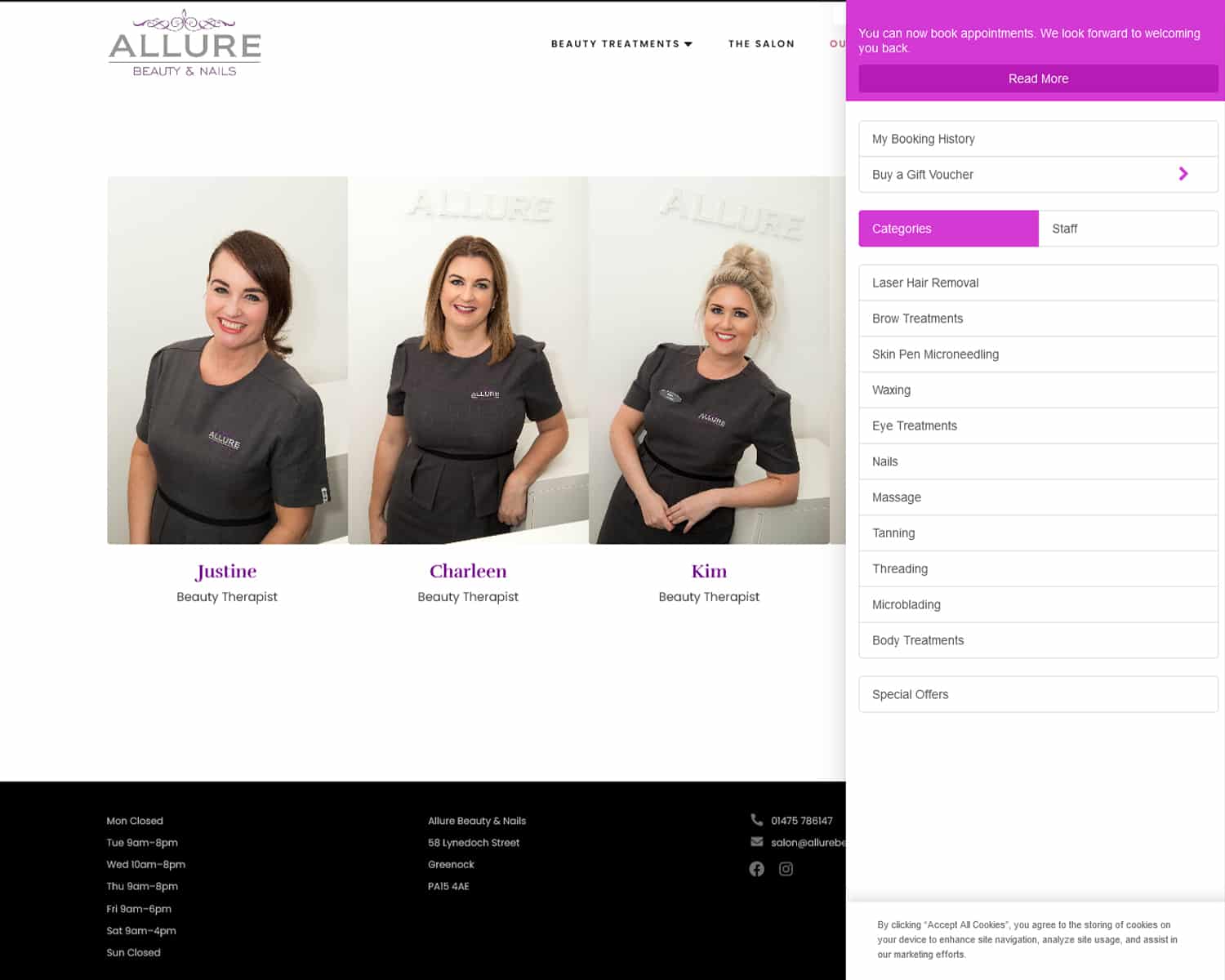 beawuty salon online booking website