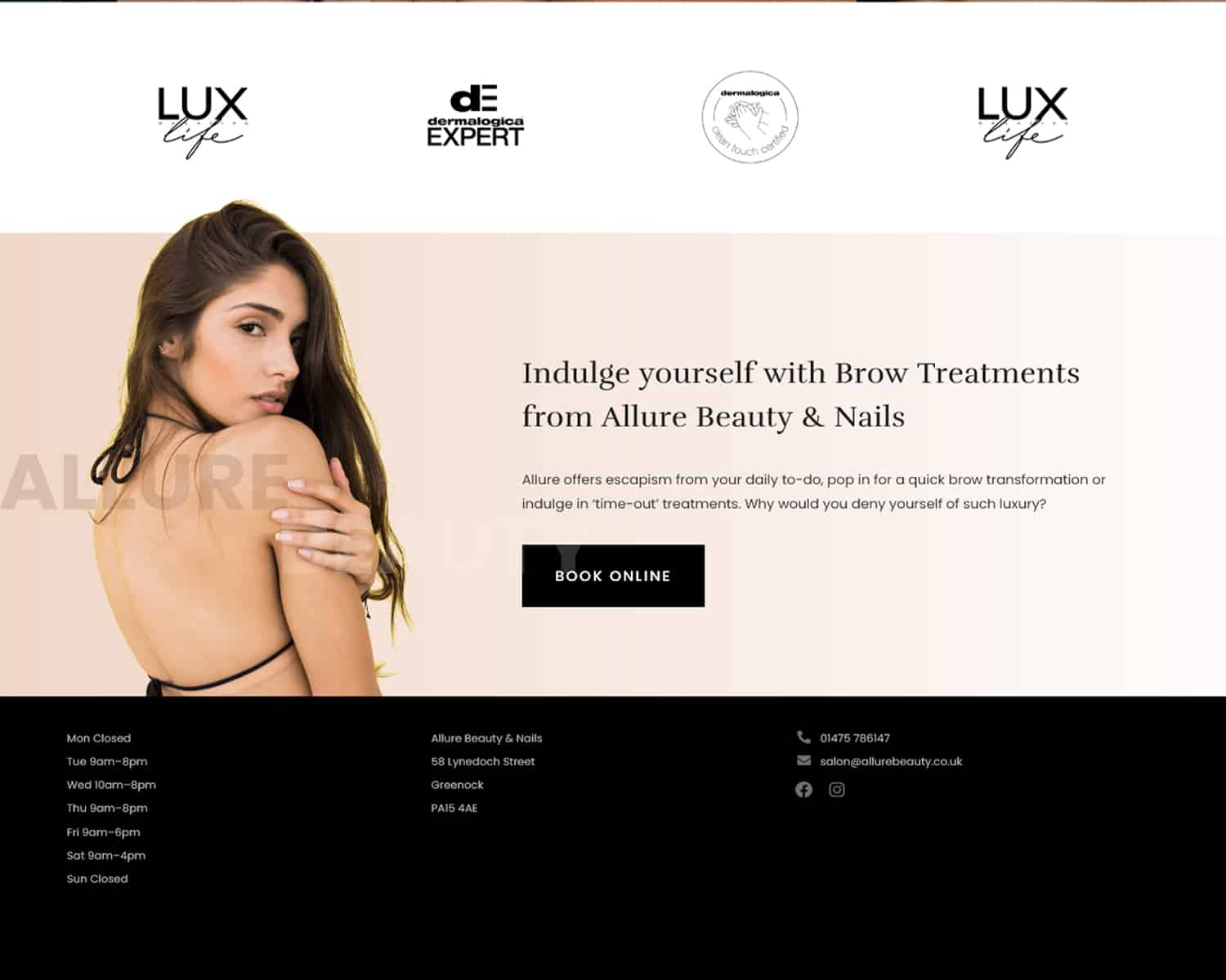 Beauty salon website design