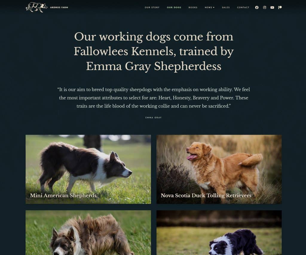 website development for Ardros Farm