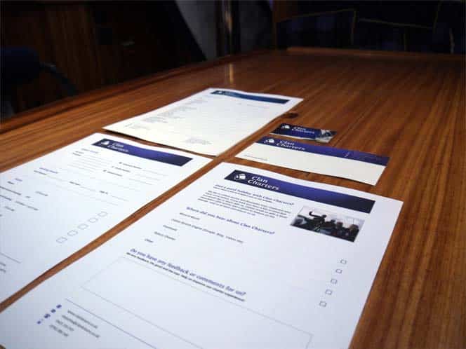 branded corporate stationery for Clan Charters