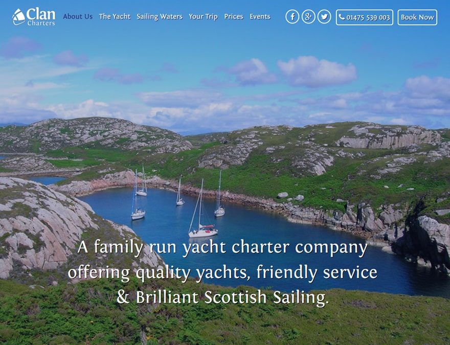 Homepage for tourism website
