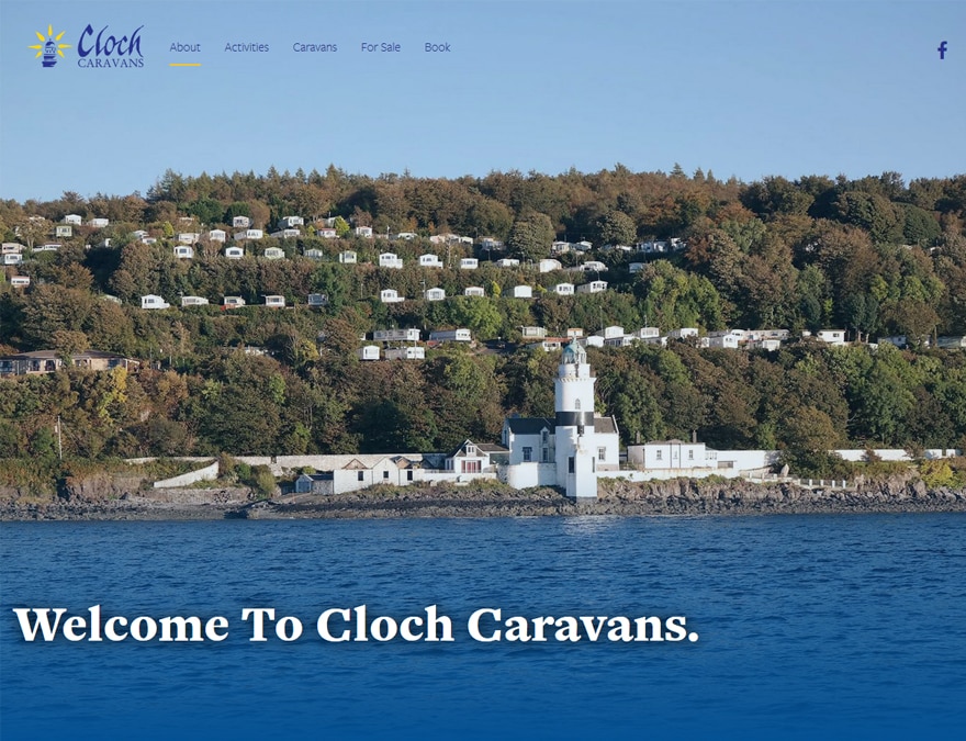 Homepage for Cloch Caravans brochure website