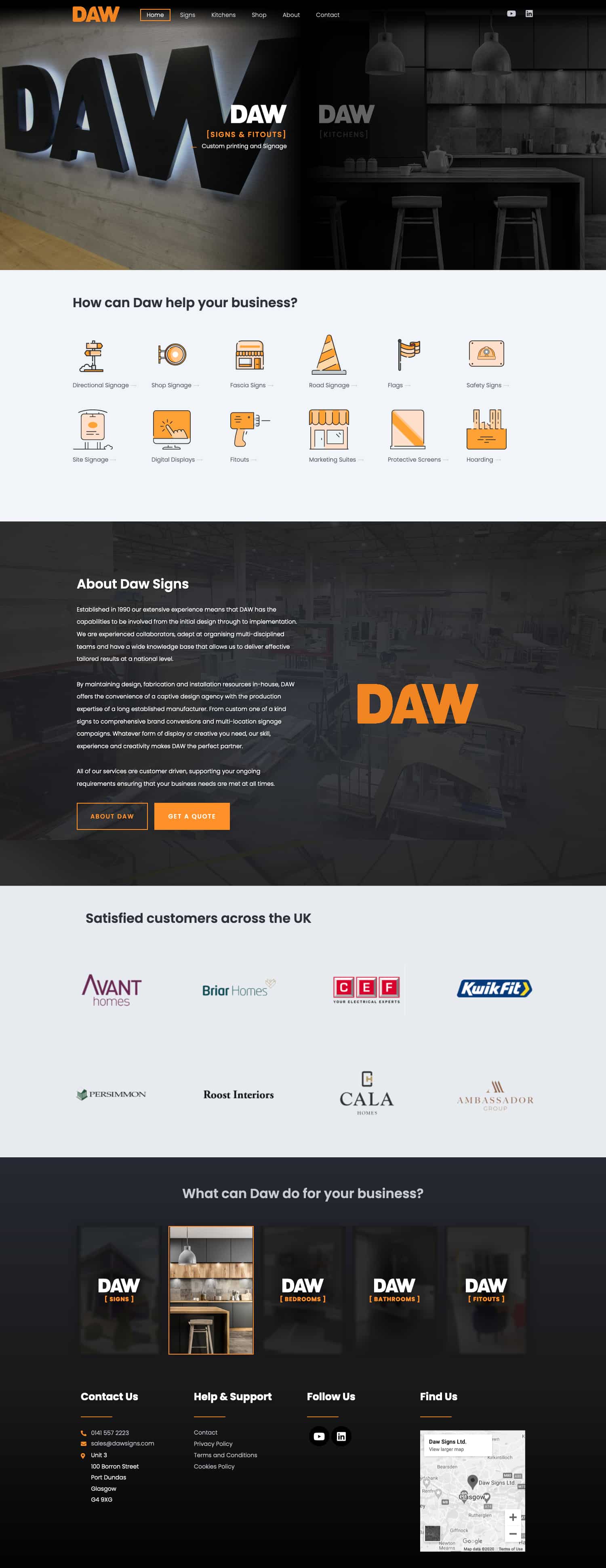 Web design for sign company in Port Dundas, Glasgow