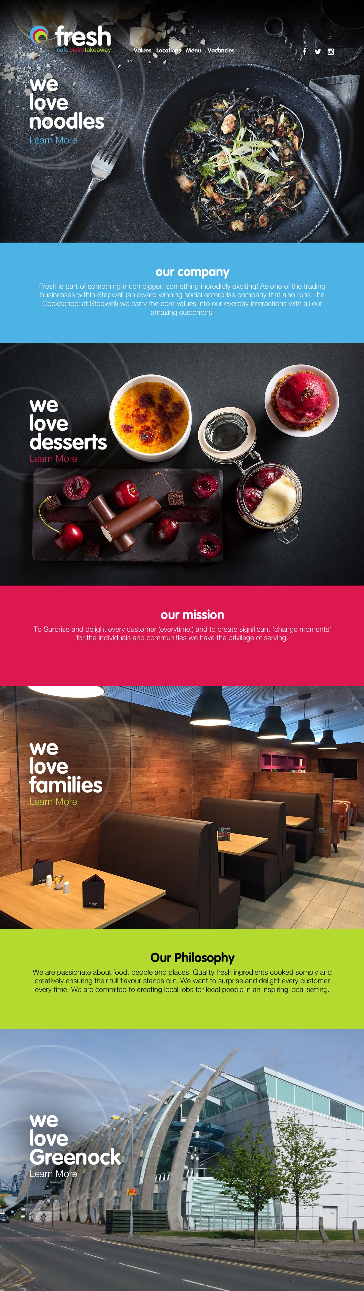 desktop website design for Fresh Bistro