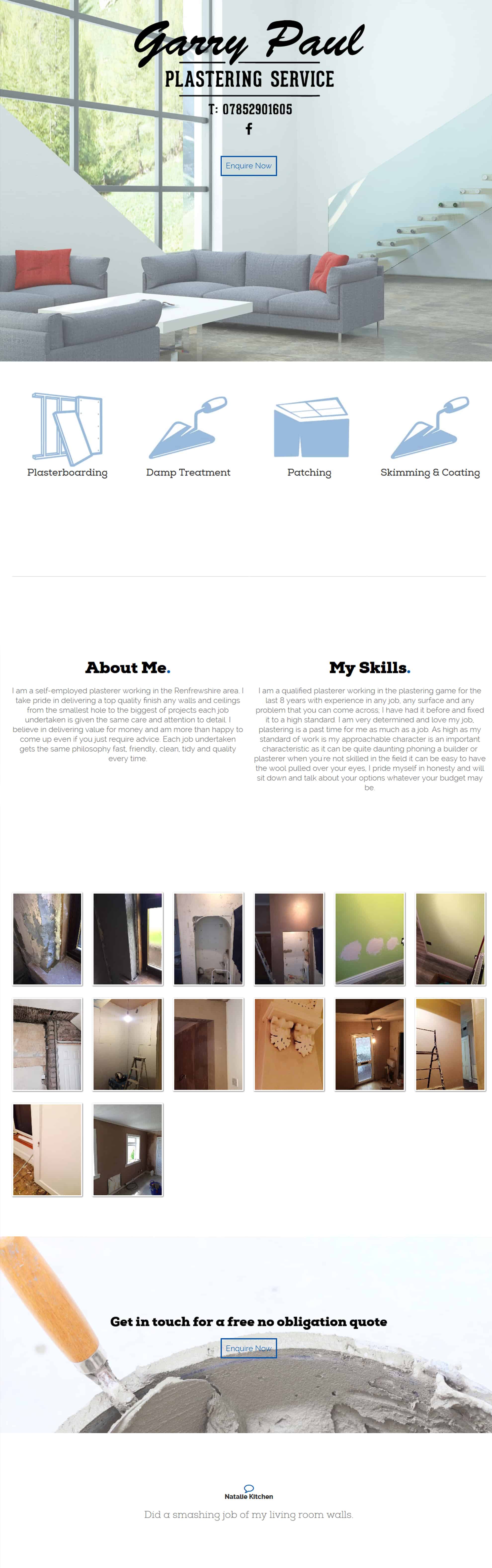 starter business wsebsite for Gary Paul Plastering