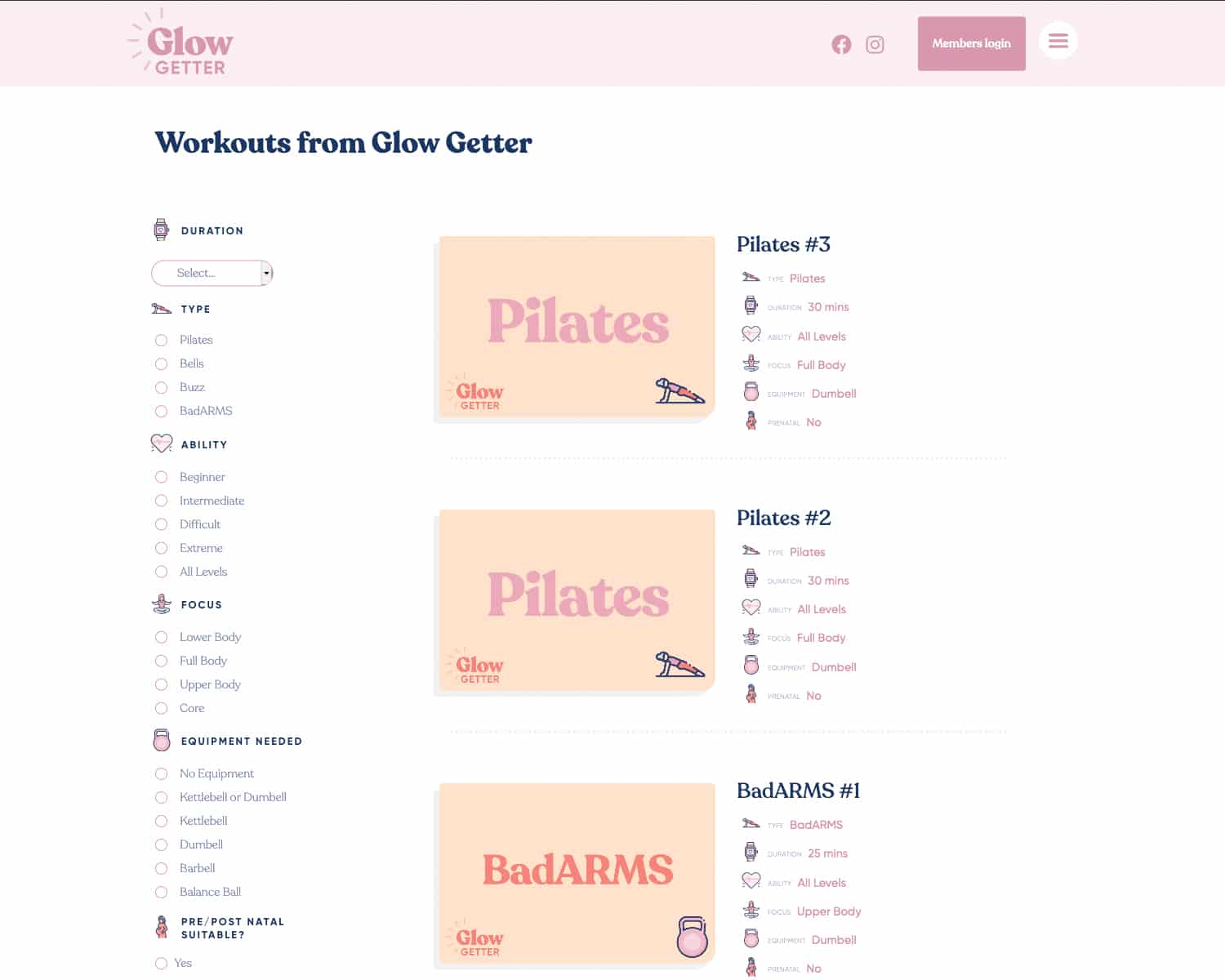 workout gym website design