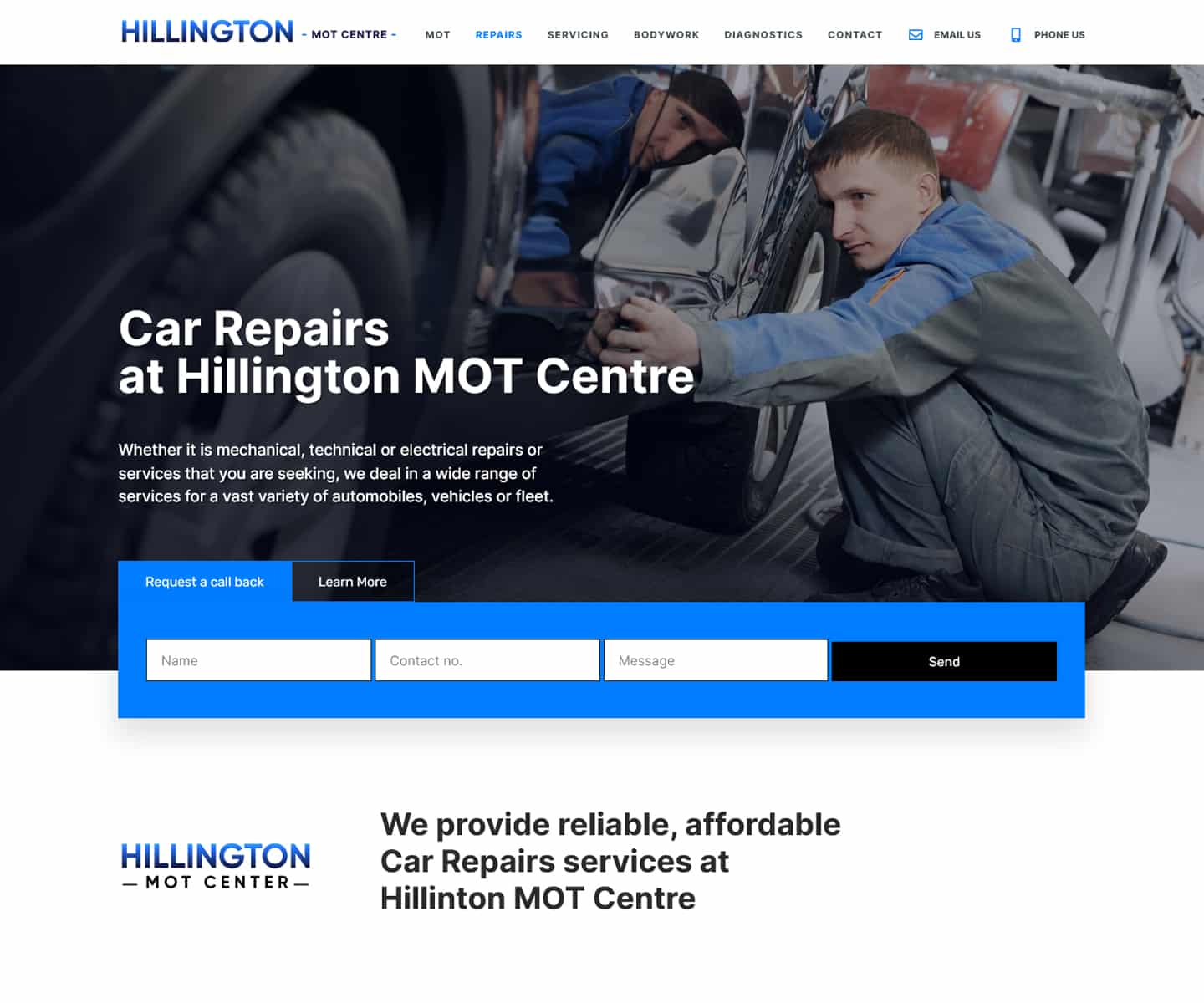 website developers for UK mechanics