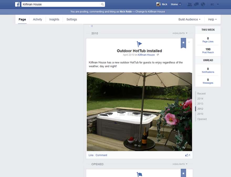 Facebook marketing for Kilfinan House