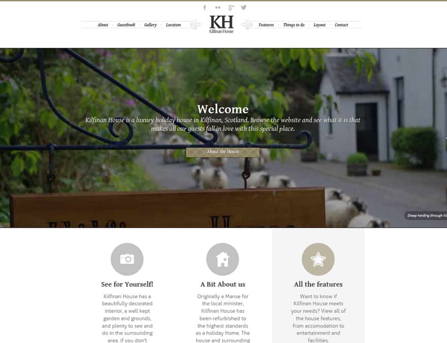 homepage for hotel website design