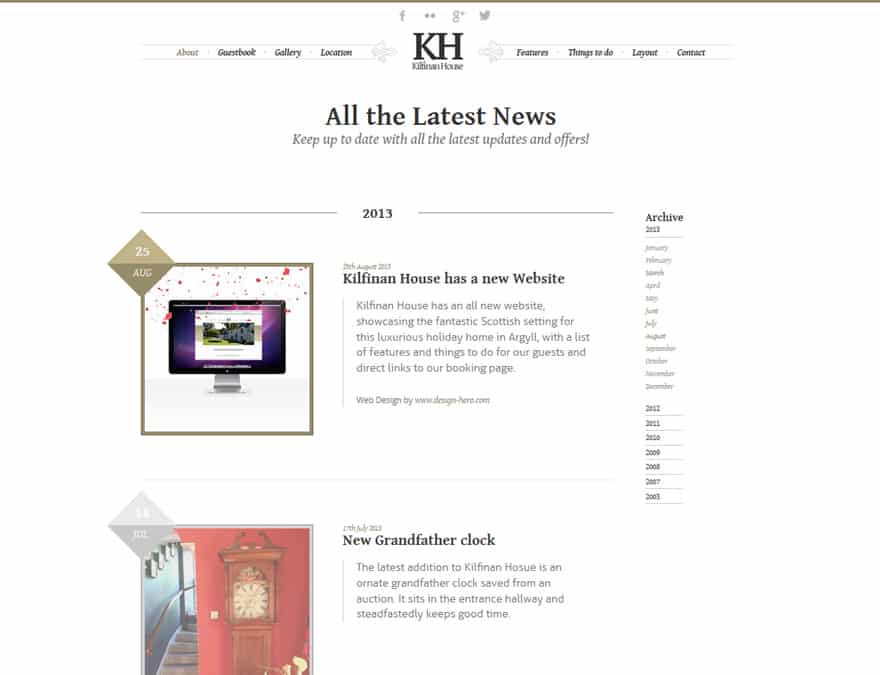 Blog and news for hotel website design