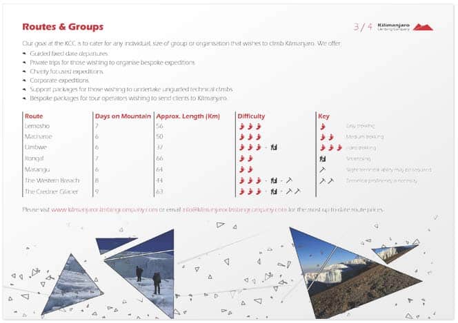 Brochure design for Kilimanjaro climbing company
