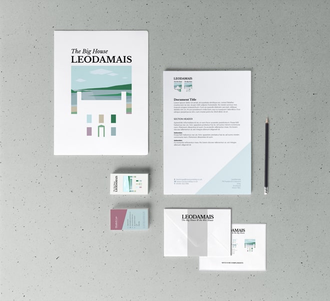 design of branded stationery for Leodamais