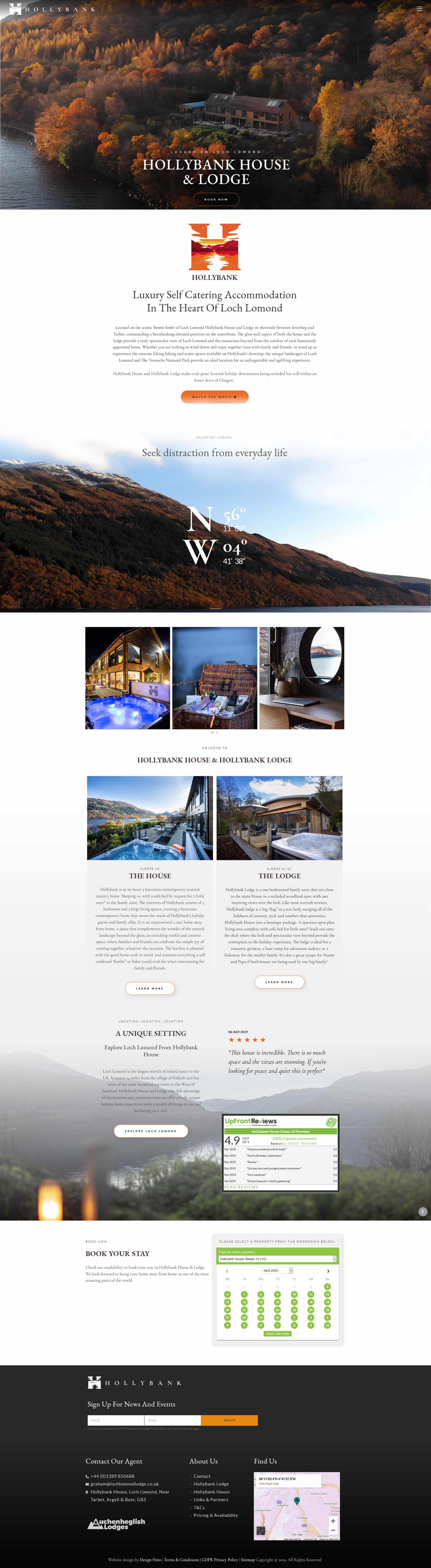 design of booking website for self catering accommodation and holiday cottages