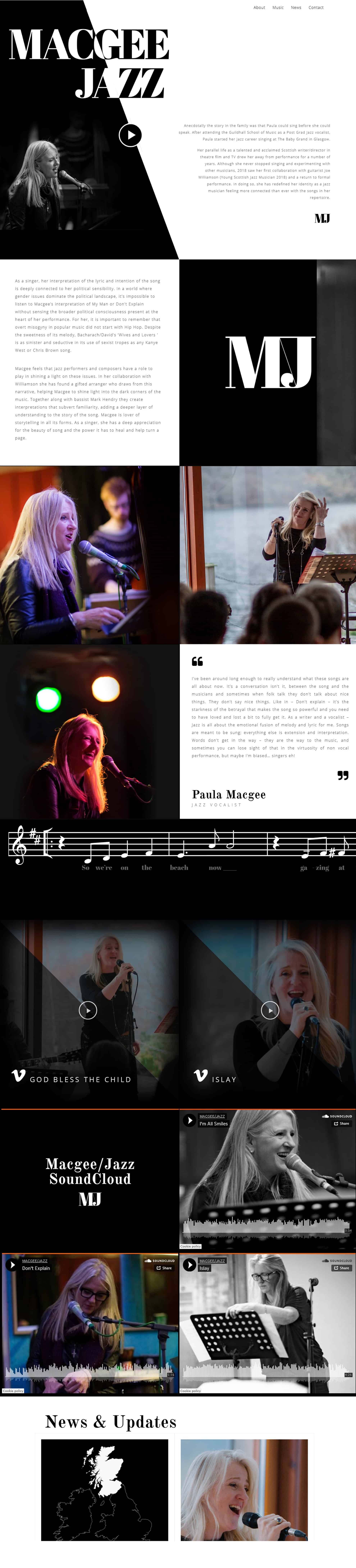 design of website for musician