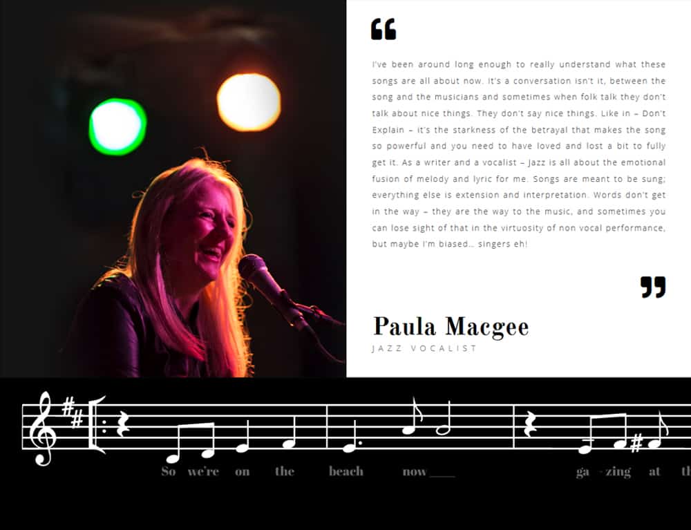 persona online profile for jazz musician website