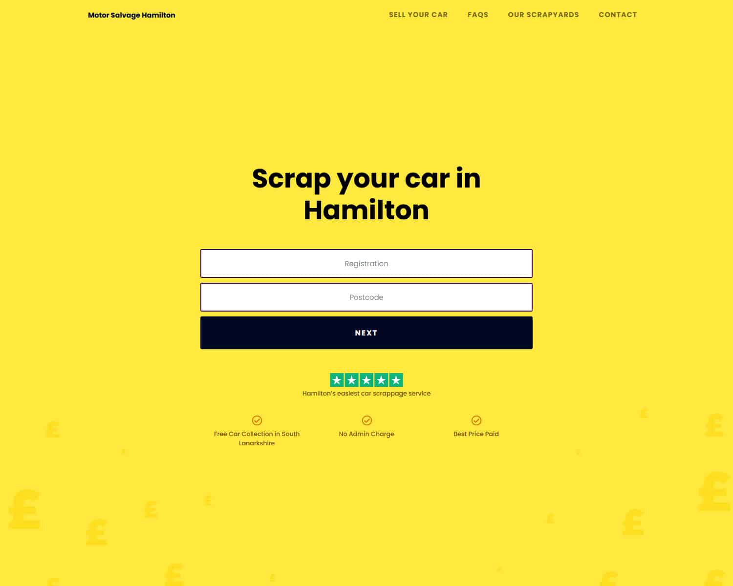 Landing page design for motoring website
