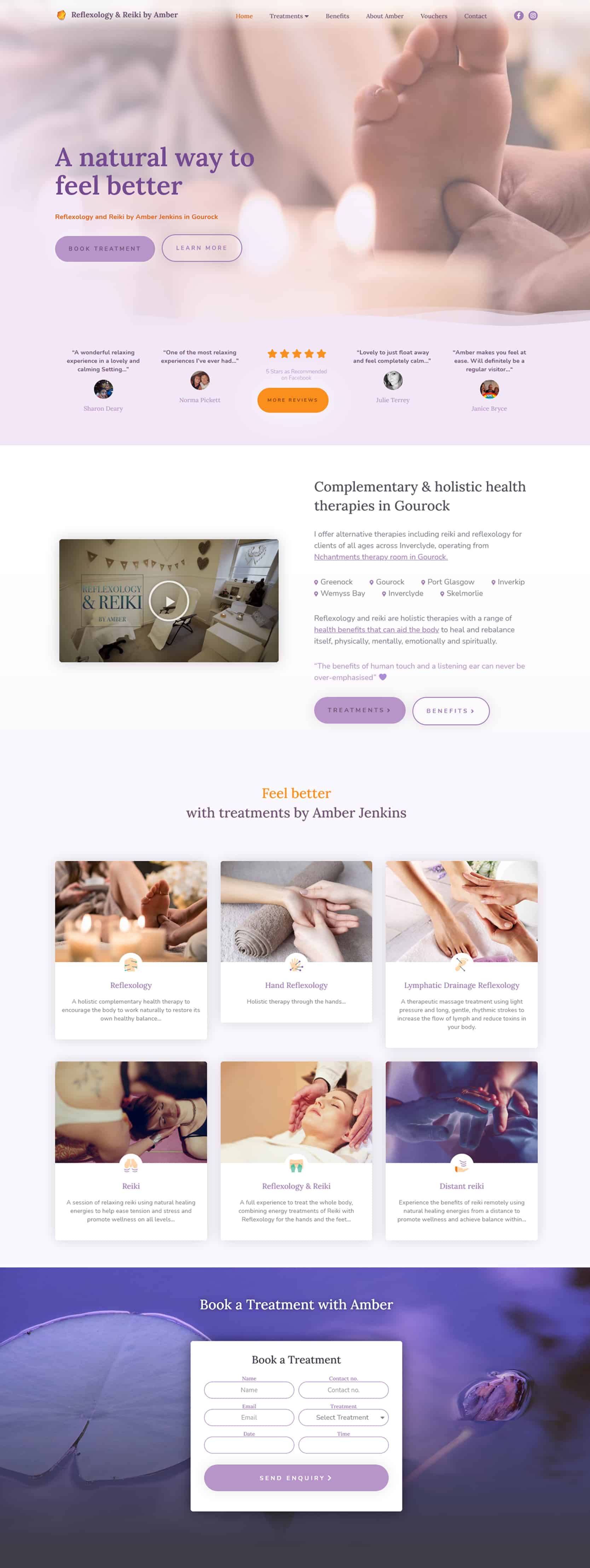 website homepage design for therapist business in Gourock