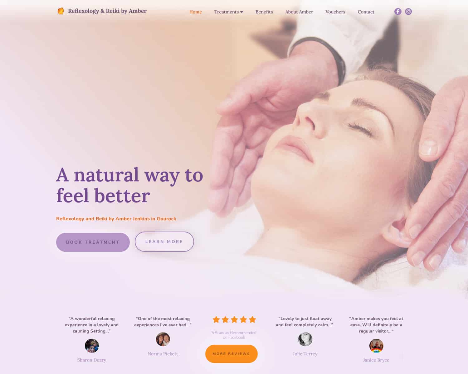 website homepage design for therapist business in Gourock