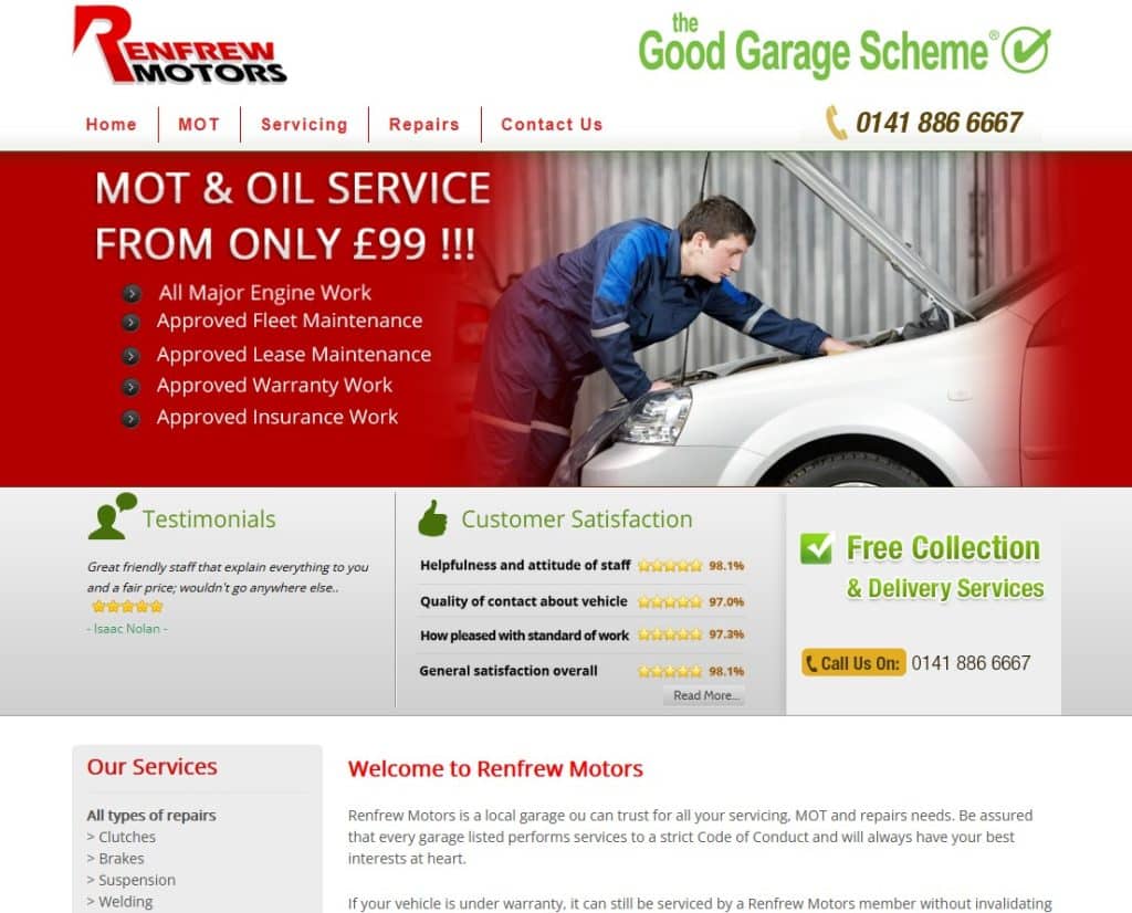 old website for Renfrew Motor Engineers