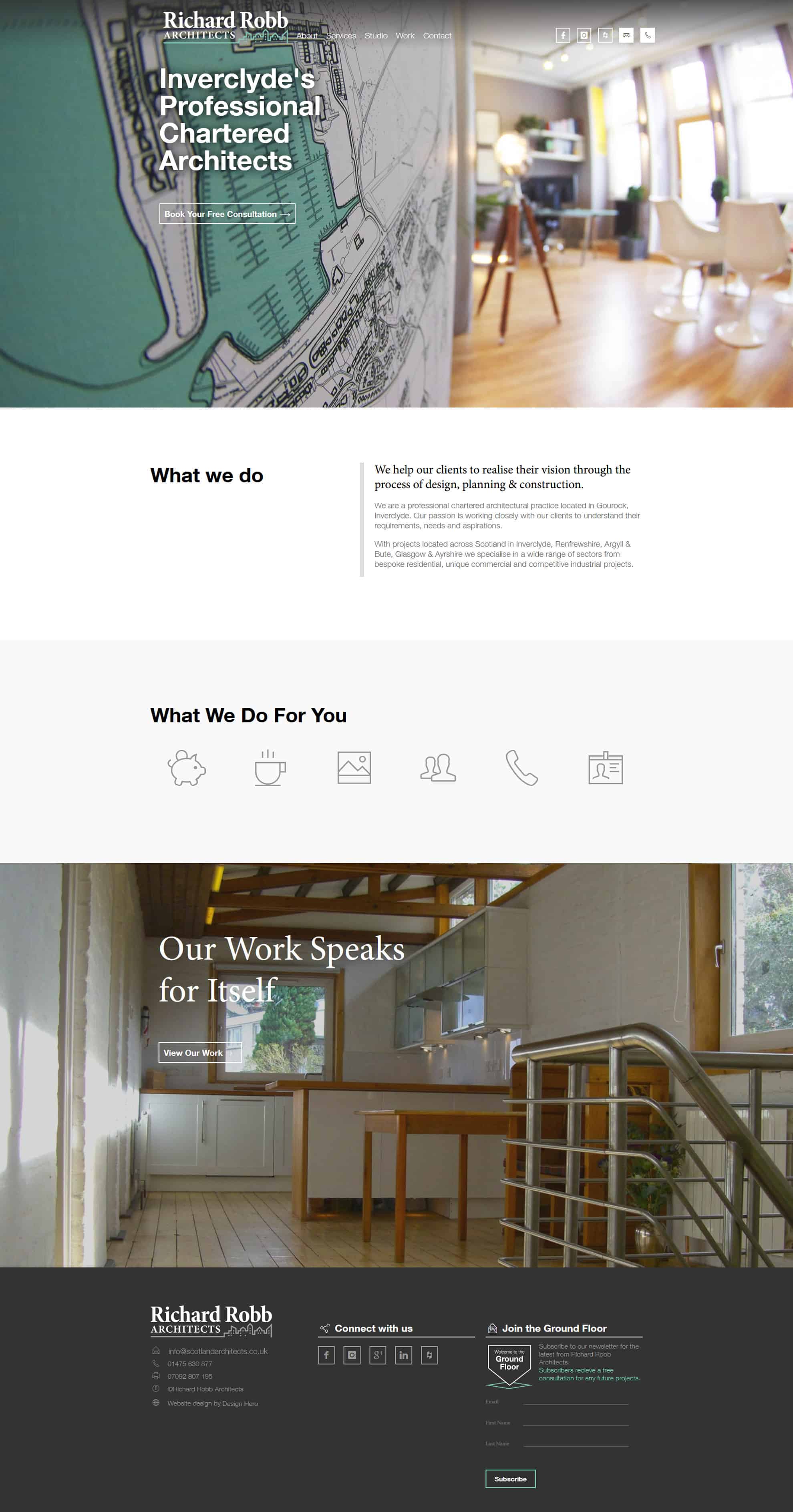 design of gallery portfolio website for Richard Robb Architects