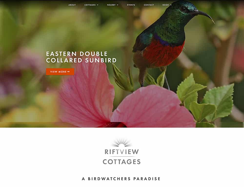 nature page for holiday booking website