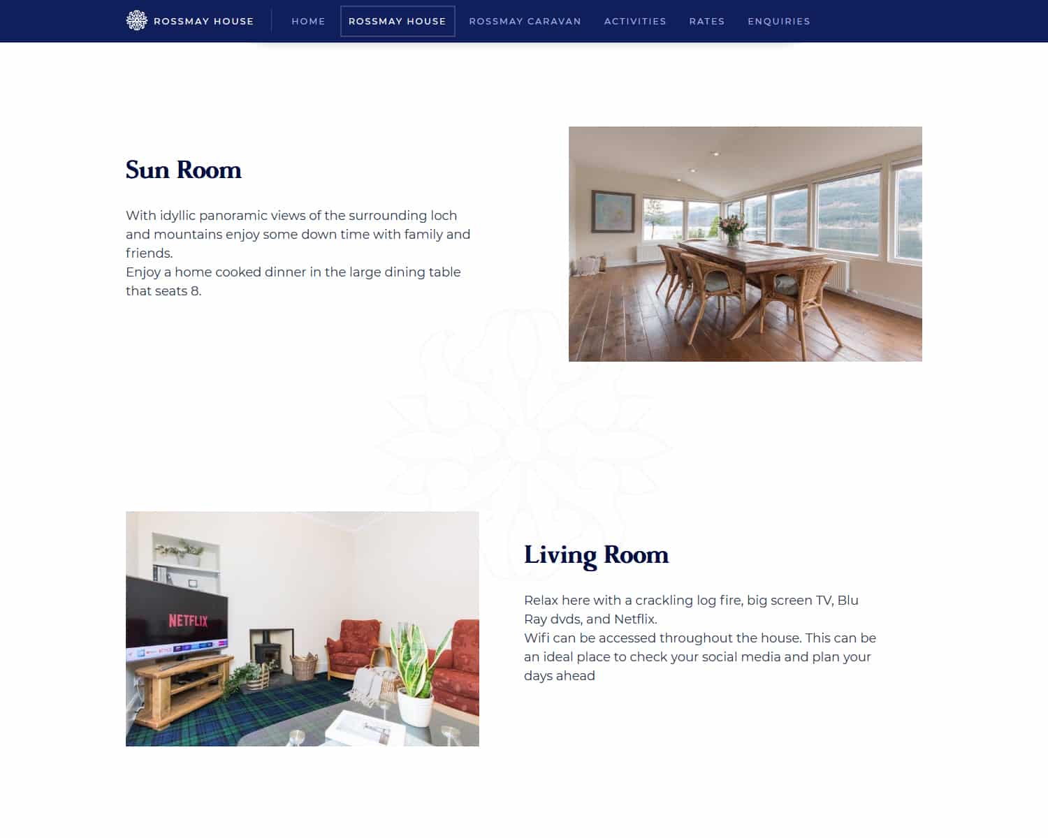web design for holiday house in Loch Lomond