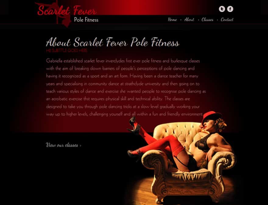 web design for pole fitness website